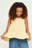 GY5721 YELLOW Girls Textured Dot Ruffled Tank Detail