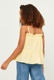 GY5721 YELLOW Girls Textured Dot Ruffled Tank Back