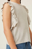 Ribbed Stripe Ruffled Tank