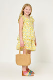 GY6034 LEMON Girls Ruffle Sleeve Lemon Print Peplum Top Side 2