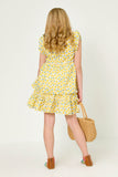 GY6034 LEMON Girls Ruffle Sleeve Lemon Print Peplum Top Back 2