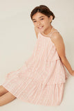 GY6044 PINK Girls Aztec Print Tiered Tank Dress Pose