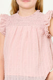 GY6051 PINK Girls Ruffled Sleeve Smocked Swiss Dot Tank Detail