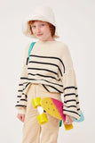 Puff Sleeve Striped Popcorn Knit Sweater