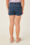 GY6139 DARK DENIM Girls Roll Up Denim Shorts Back