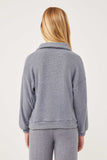 GY6156 Blue Girls Open Collar Long Sleeve Fleece Top Back