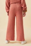 GY6157 Mauve Girls Elastic Waist Drawstring Wideleg Fleece Pants Back