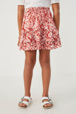 Girls Oil Print Layered Ruffle Skirt Front