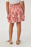 Girls Oil Print Layered Ruffle Skirt Back