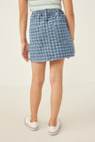 GY6265 Denim Girls Houndstooth Print Denim Skirt Back