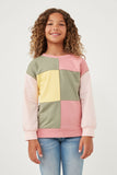 Color Blocked French Terry Pullover Top