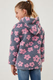 Girls All Over Floral Fleece Hooded Jacket Back