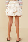 GY6359 Champagne Girls Tiered Tie Detail Satin Skirt Back