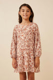 Antique Floral Print Drop Waist Knit Dress