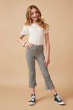 GY6365 Black Girls Elastic Waist Wide Leg Houndstooth Pants Full Body