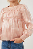 Iridescent Ruffled Smock Cuff Top