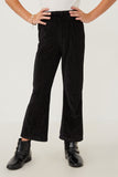 GY6379 Black Girls Textured Velvet Lurex Wide Leg Pants Front