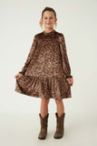 GY6383 Rust Girls Textured Lurex Velvet Tiered Dress Full Body 2