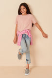 Girls Textured Stringy Short Sleeve Top Full Body