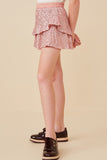 GY6406 PINK Girls Sequin Ruffle Shorts Side