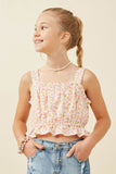 Textured Ditsy Floral Crop Balloon Tank