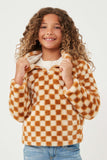 Checkered Half Zip Soft Fleece Hoodie