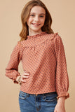 Lace Ruffle Detail Swiss Dot Blouse