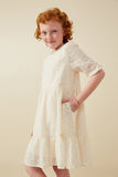 Girls Crochet Detail Scoop Neck Tiered Dress Side