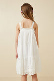 GY6689 Off White Girls Scalloped Eyelet Hem Tank Dress Back