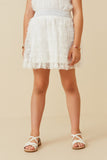 Flocked Ribbon Ruffled Mesh Skirt