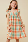 Checked Ruffle Strap Tank Shift Dress