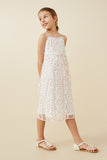 GY6774 Off White Girls Flocked Heart Ruffle Mesh Tank Dress Side 2