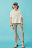 GY6782 White Girls Raw Edge Detail Triblend Knit Dolman Tee Full Body