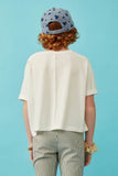 GY6782 White Girls Raw Edge Detail Triblend Knit Dolman Tee Back