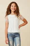 Girls Metallic Heart Foiled Mesh Top Front