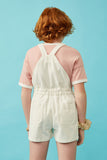 GY6797 White Girls Front Pocket Short Denim Overalls Back