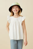 Smocked Detail Ruffle Shoulder Top