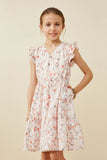 Floral Print Eyelet Ruffle Tank Dress