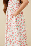 GY6880 PINK Girls Cherry Print Poplin Cross Back Dress Detail