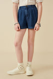 GY6957 Dark Denim Girls Denim Tencel Dolphin Shorts Front