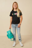 Girls French Terry Groovy Verbiage Tee Full Body