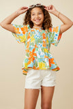 Resort Floral Smocked Peplum Top