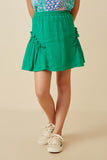 Girls Textured Gauze Ruffled Seam Detail Skirt Front