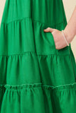 GY7188 Green Girls Tiered Ruffle Seamed Cami Dress Side