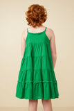 GY7188 Green Girls Tiered Ruffle Seamed Cami Dress Back