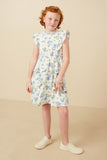 Girls Textured Romantic Floral Split Tiered Dress Full Body