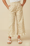 Floral Elastic Waist Ruffle Hem Pants