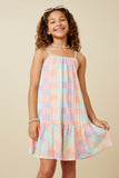 Girls Gradient Mixed Checker Tank Dress Front