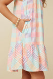 Girls Gradient Mixed Checker Tank Dress Detail