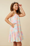 Girls Gradient Mixed Checker Tank Dress Pose